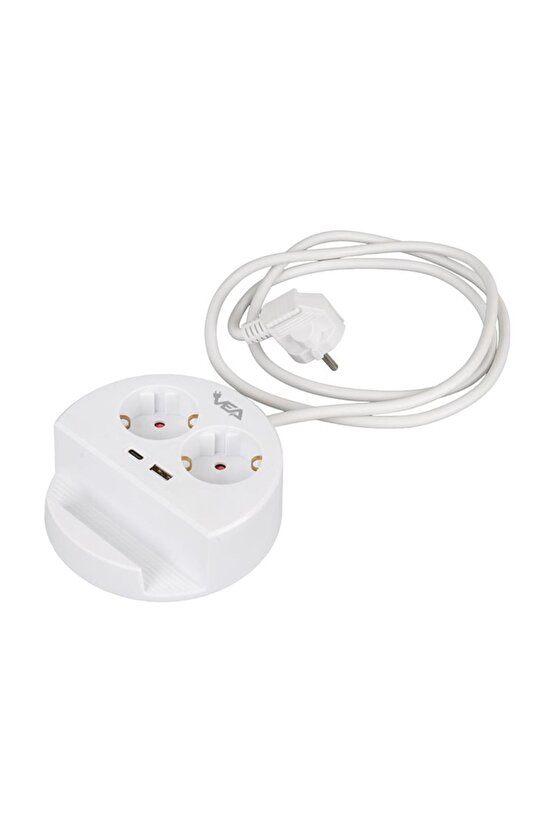 VE-G1102C 2li USB+ Type-C Girişli Anahtarlı Grup Priz