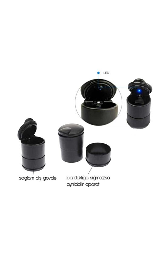 Wildlebend Araç Içi Küllük: Led Işıklı + Kapaklı Araba Küllüğü