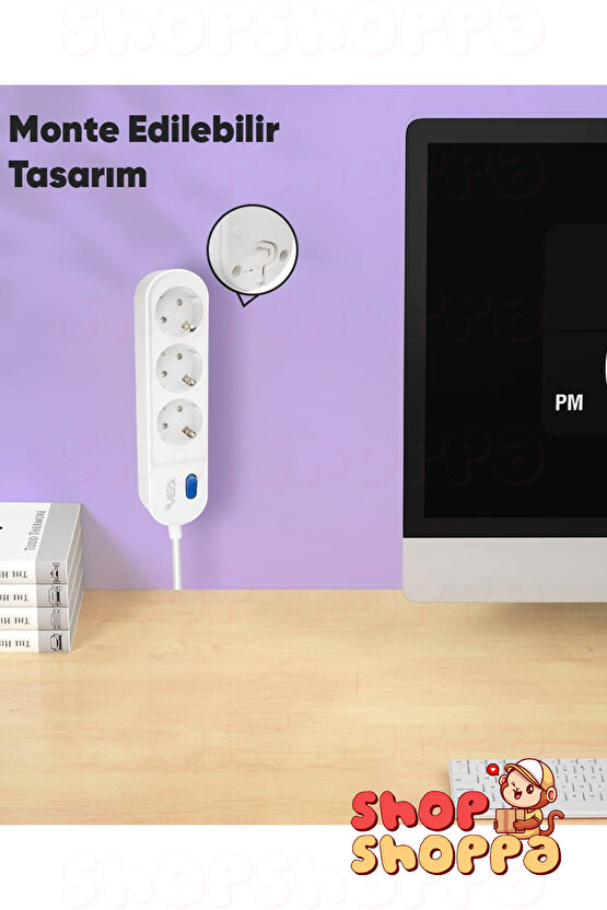 3lü 4lü 5li Akım Korumalı Grup Priz, Anahtarlı, Çocuk ve Yangın Koruması, 3500 Watt, 16 Amper