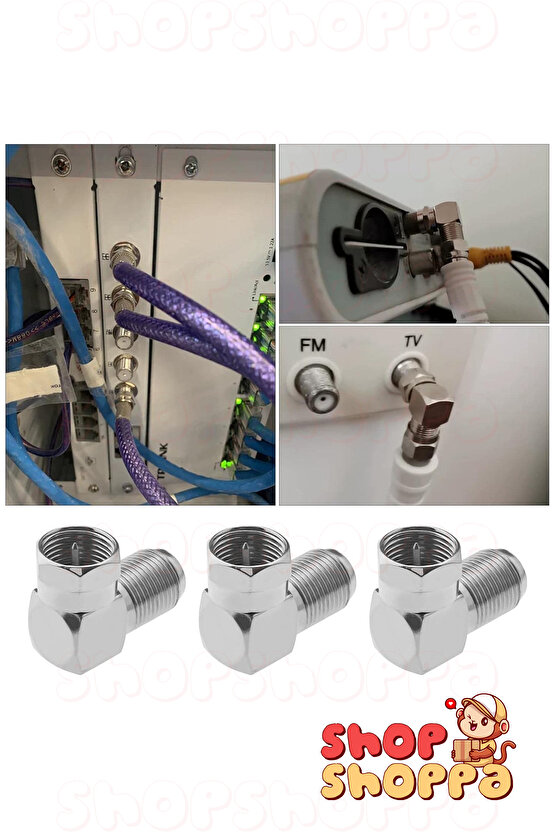 2 ADET 90 Derece F L Konnektör, Uydu Kablosu Ucu, Hızlı F konnektörden F konnektöre L adaptör