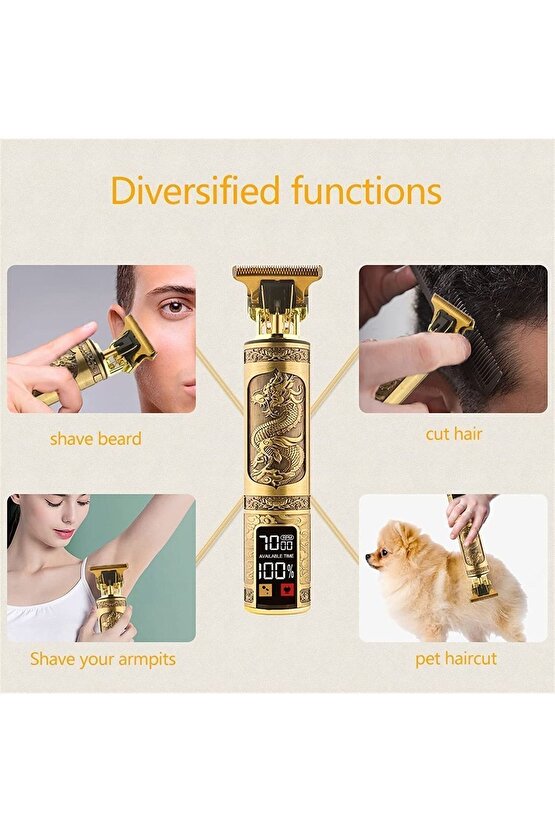 Vintage Pofesyonel Şarjlı Çok Fonksiyonlu Traş Saç Sakal Vücut Kuru Makinası