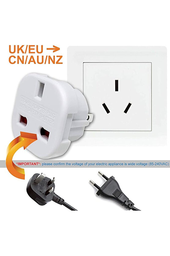 Universal Çevirici Priz Amerikan Ingiliz Fiş Dönüştürücü Seyahat Adaptörü Fişli Türk Tipe Çeviren