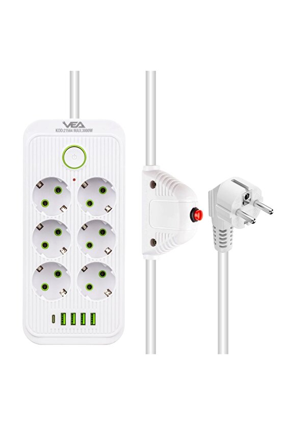 2024 Model Çocuk Korumalı Yıldırım Düşmesine Karşı Termal Akım Koruma Prizi AXE6-3G