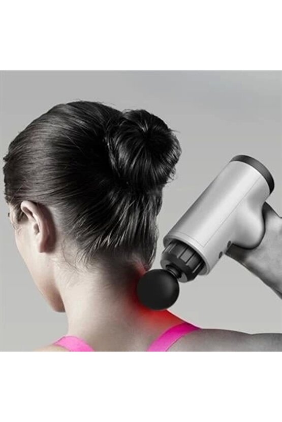 6 Farklı Seviyeli Titreşimli 4 Farklı Başlıklı Büyük Boy Masaj Tabancası