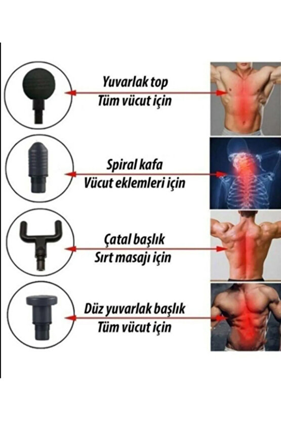 Facial Profesyonel Masaj Tabancası 4 Adet Farklı Başlığı Bulunan Hız Ayarlı Masaj Aleti