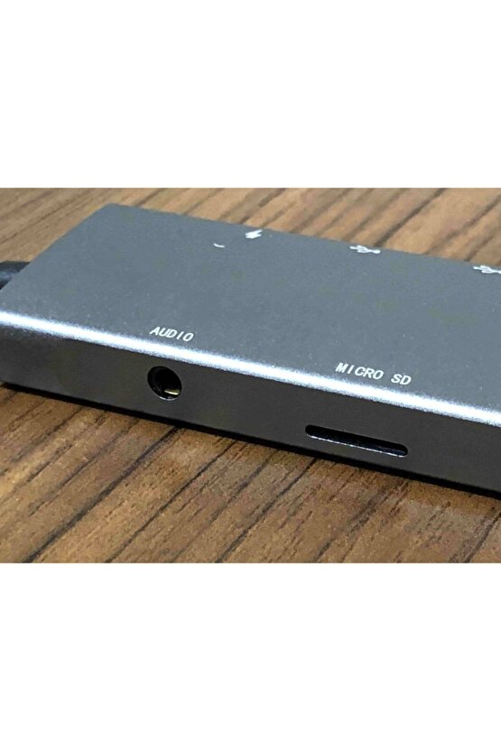 9 Portlu Aleminyum Metal Kasa Sd Usb Type C Audio Hub Hdmı Girişli Macbook Çevirici