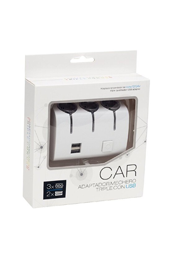 12V 24V Çift USB Girişli 3 Port Oto Çakmak Çoağltıcı AXE-00451