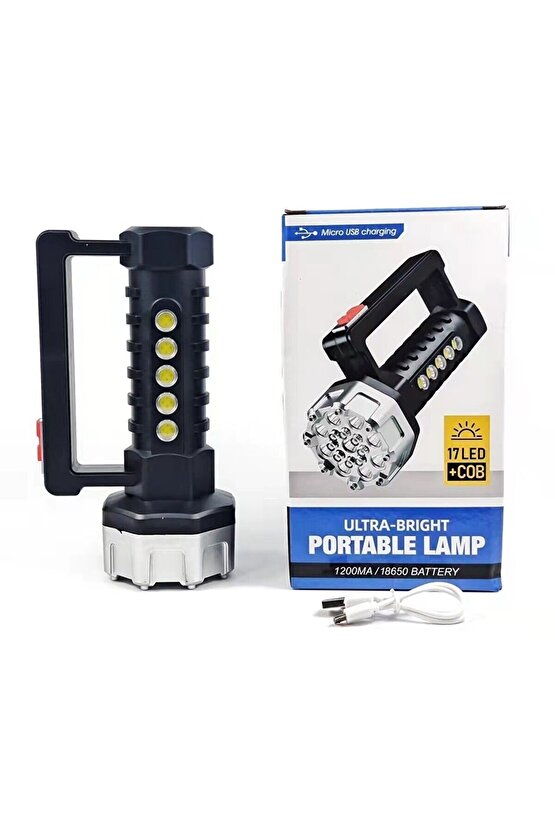 Süper Parlak El Feneri - 10 Saat Kullanım ve 17 LED Işık Kaynağıyla