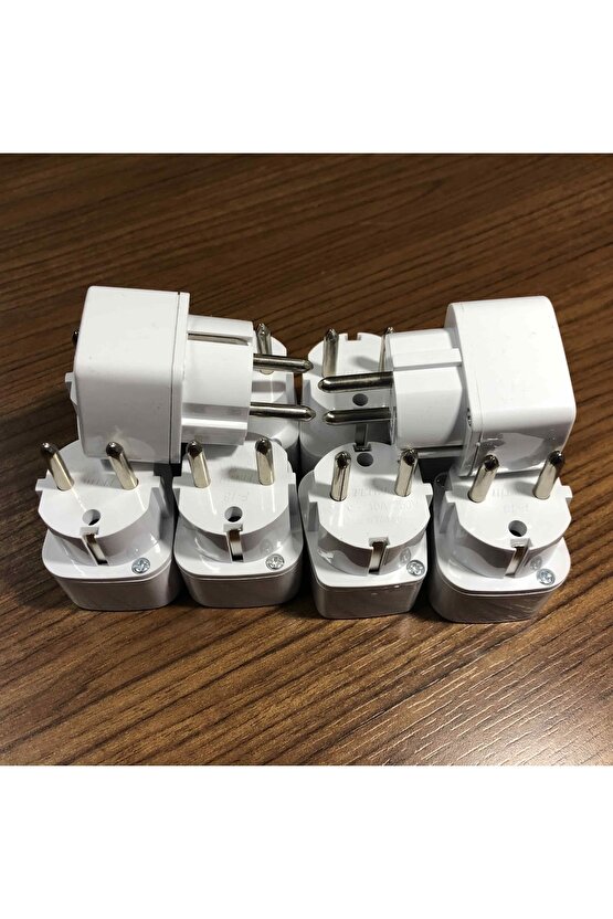 Yurt Dışından Gelen Elektrikli Ev Aletlerinin Ucunu Türk Fişine Çevirici Kare Plastik Başlık 10 Adet