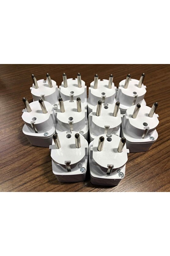 10 Adet Universal Türk Çevirici Çevirici Priz Adaptör 10a 250v Kare
