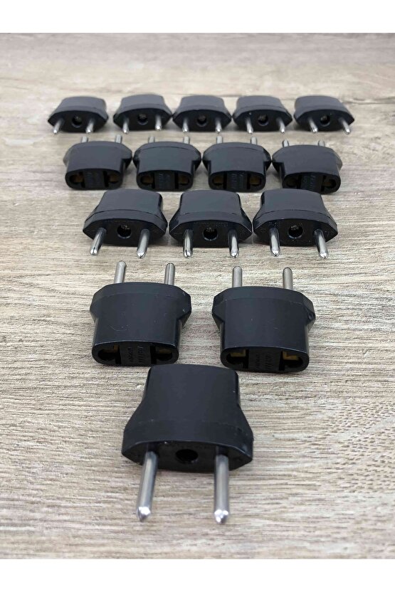 15 Tane Amerikan Uçlu Prizlerini Türkiye Pirizine Çevirici Konnektör Siyah Çift Pin Yerli Üretim