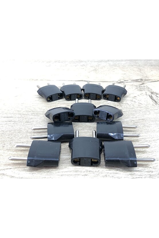 12 Adet Türk Malı Siyah Plastik Amerikandan Türkiye Fişine Çevirici Dönüitürücü Fiş Ucu