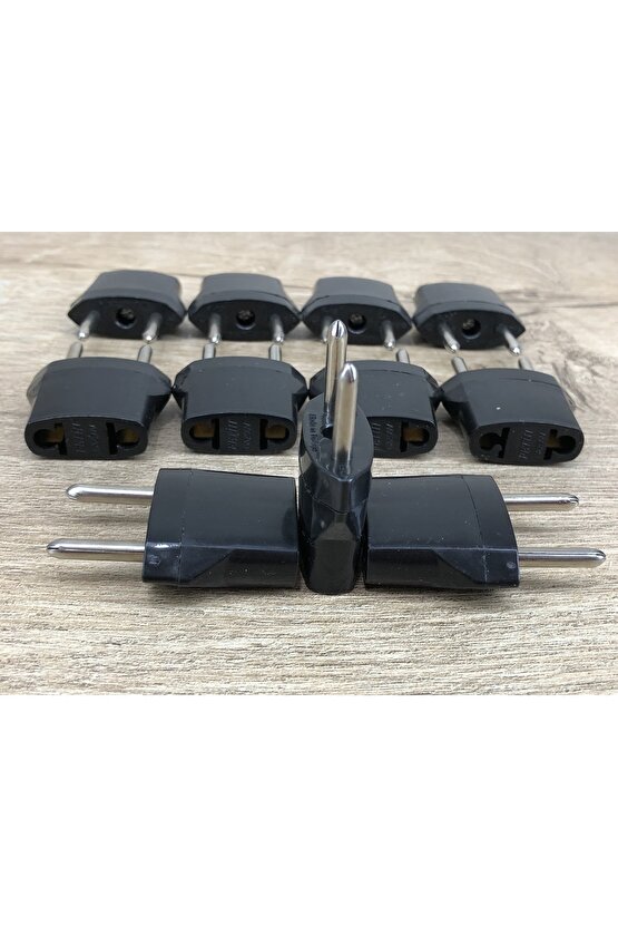 Amerikan Fişini Türkiye Fişine Çevirici Başlık Siyah Plastik Adaptör 11 Adet Türk Fiş Ucu