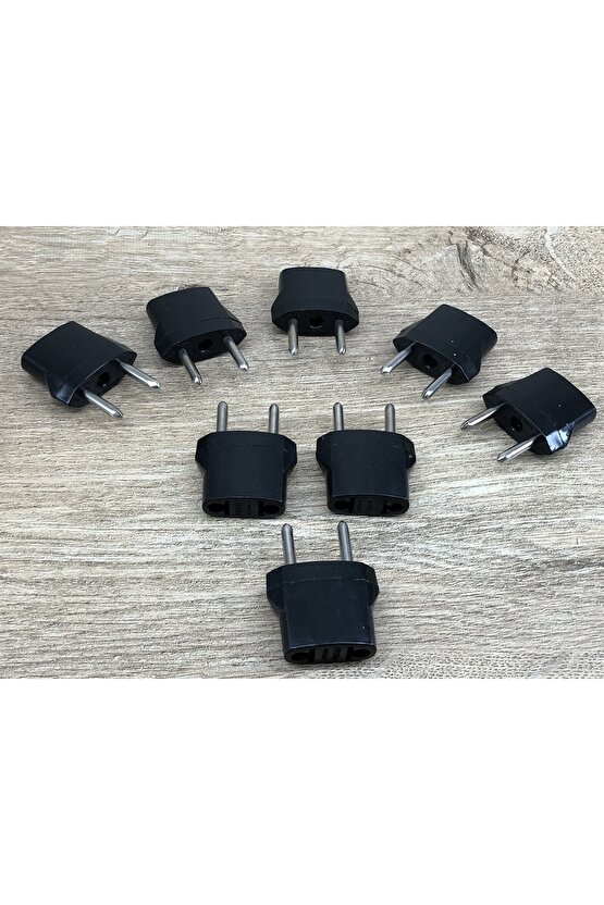 8 Adet Amerikan Elektrik Prizini Türkiye Fişine Dönüştüren Çevirici Plastik Siyah 2 Pin Türk Uç