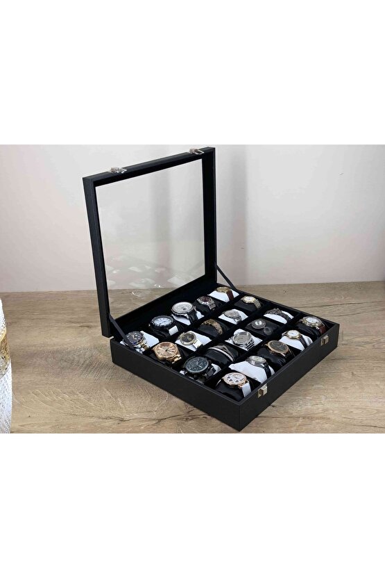 Yerli Üretim 20 Farklı Saat Alabilen Deri Kaplama Takı Kolye Bileklik Kol Saati Muhafaza Kutusu