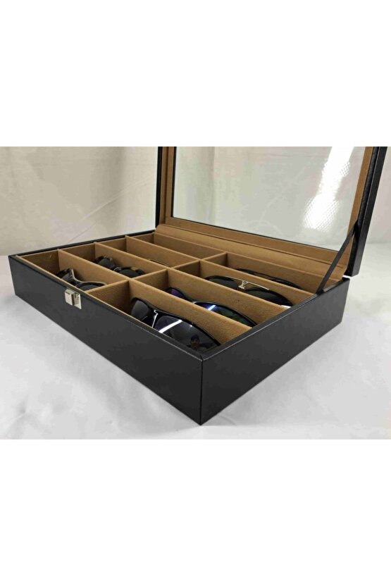 Cam Kapak Deri Kaplama Gözlük Kutusu