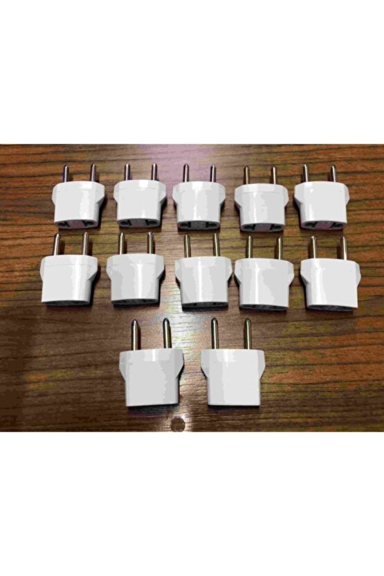 12 Adet Amerikan Uçlu Prizlerini Türk Uçlu Pirize Çevirici Dönüştürücü Beyaz Adaptör