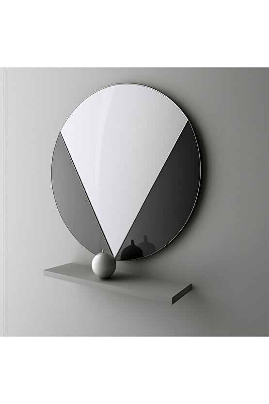 Yuvarlak V Ayna  Füme Bronz Ayna  Salon Aynası