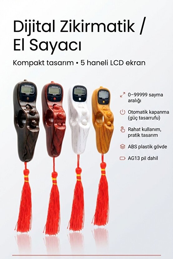 Dijital Zikirmatik Tesbih - 5 Haneli Lcd Ekran