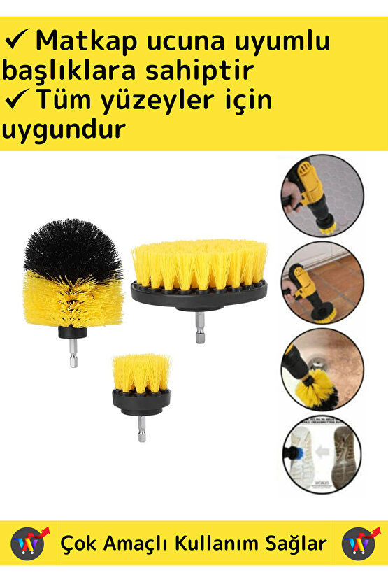 Çok Fonksiyonlu Banyo Temizleme Fırçası ve Matkap Ucu Seti 3lü