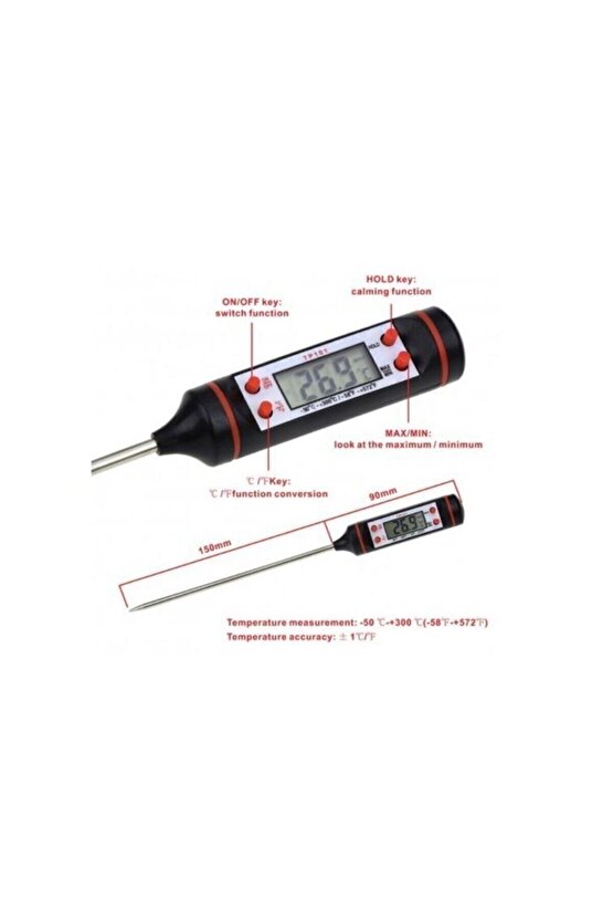 Tp-101 Sıvı Çubuk Termometre Gıda Yiyecek Içecek Sıcaklık Ölçer Daldırın Açın Ölçsün