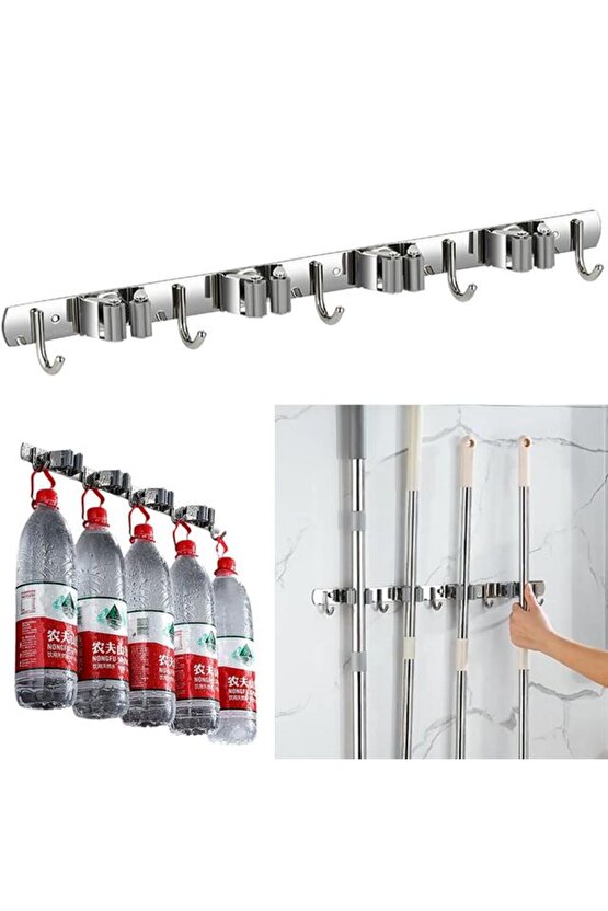 Sn-26351 Beş Kancalı Dört Klipsli Paspas-Süpürge Tutucu - Askılık
