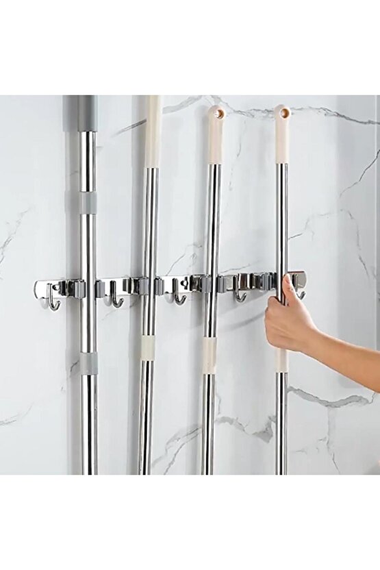 SN-26351 Beş Kancalı Dört Klipsli Paspas-Süpürge Tutucu - Askılık