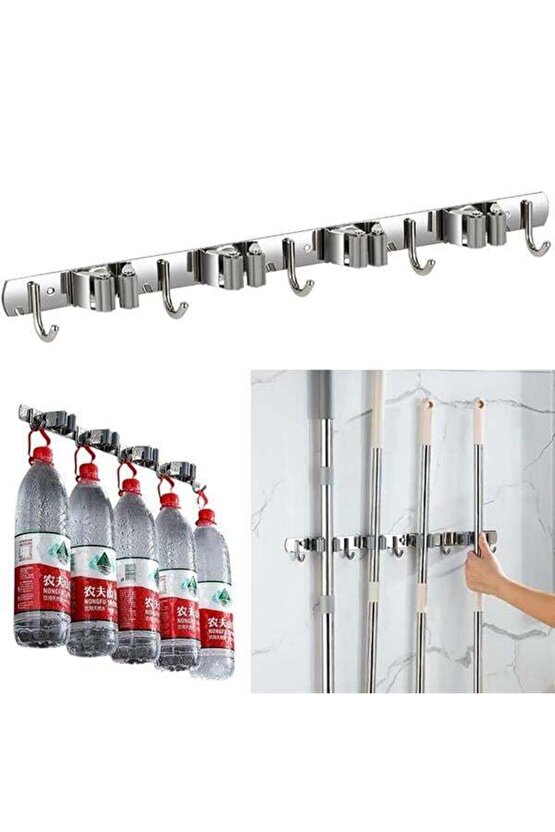 Sunup SN-26351 Beş Kancalı Dört Klipsli Paspas-Süpürge Tutucu - Askılık