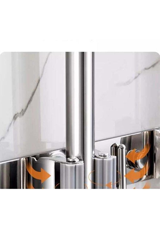 Sunup SN-26351 Beş Kancalı Dört Klipsli Paspas-Süpürge Tutucu - Askılık
