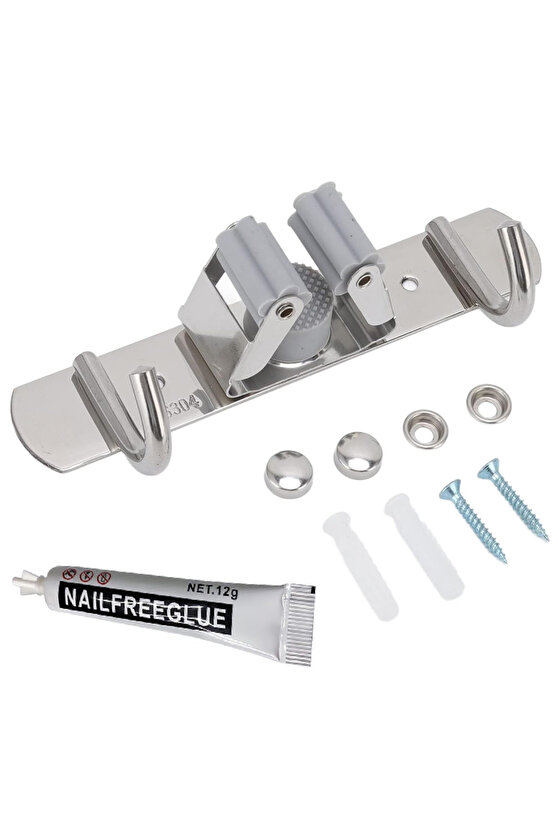 SUNUP SN-26348 ÇİFT KANCALI PASPAS-SÜPÜRGE TUTUCU - KLİPSLİ ASKILIK