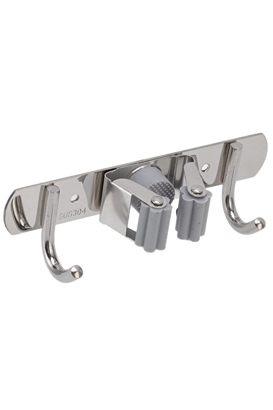 SUNUP SN-26348 ÇİFT KANCALI PASPAS-SÜPÜRGE TUTUCU - KLİPSLİ ASKILIK