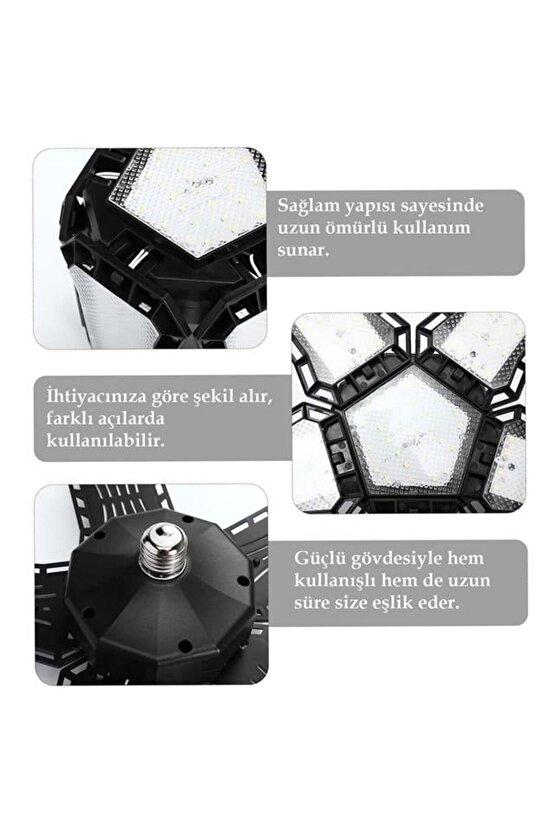 Ledx Ayarlanabilir Açılı 5 Kanatlı 148 Smd Ledli Galaxy Projektör Işığı 60w 6600 Lumen E27 32cm Çap