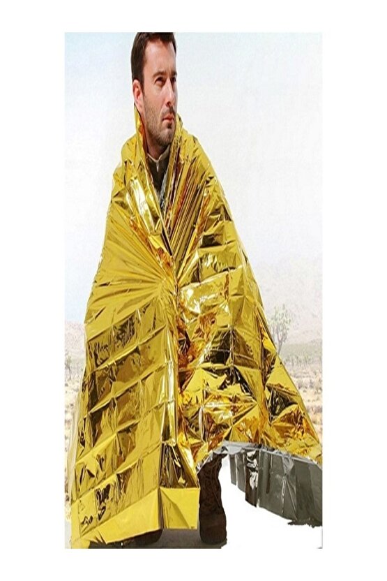 Sarı 5 Adet Acil Durum Ilk Yardım Battaniyesi Deprem Yanık Termal Battaniye Su Geçirmez 1,60x2.10 cm