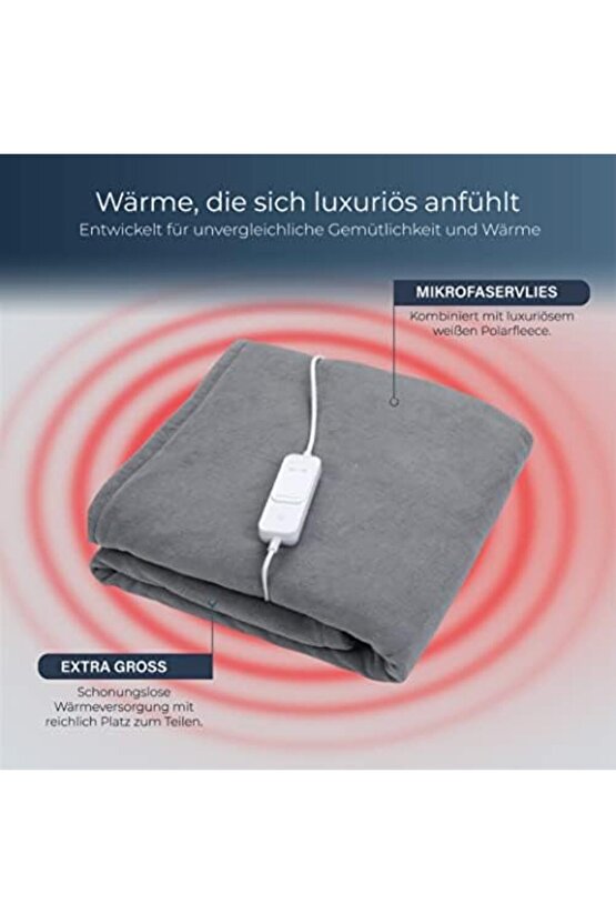 termal battaniye 160 x 120 cm | 3 Isı Ayarlı Çıkarılabilir regülatörlü polar ısıtma battaniyesi