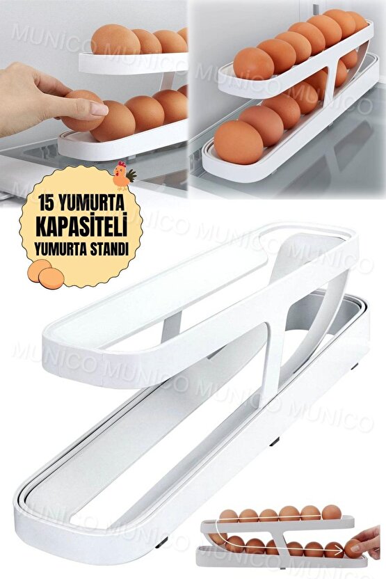Buzdolabı İçin Yumurta Organizatör Plastik Kaydırmalı Kompakt Tasarım Yumurta Dağıtıcı Çift Katmanlı