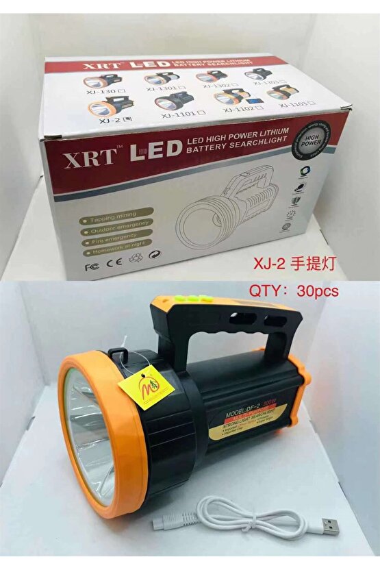 XJ-2 ŞARJLI LEDLİ 3 KADEMELİ EL FENERİ