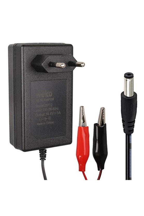 Weko 14.4 Volt - 1 Amper 5.5*2.5 Mm Uçlu + Krokodil Aparatlı Akü Şarj Cihazı Wk-29112