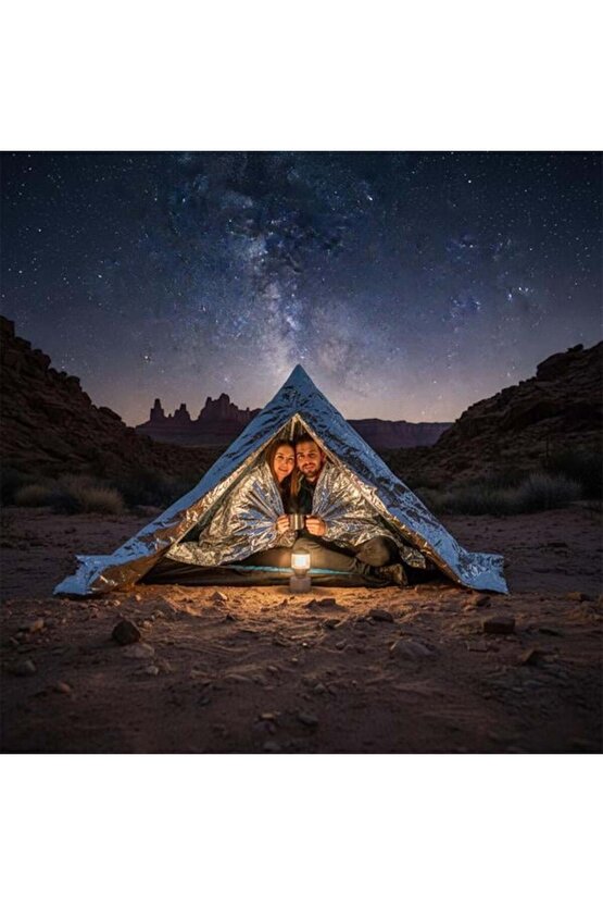 SN-29181 Soğuk Sıcak Tutan Çift Taraflı Gümüş Acil Durum Battaniyesi (130X210cm)