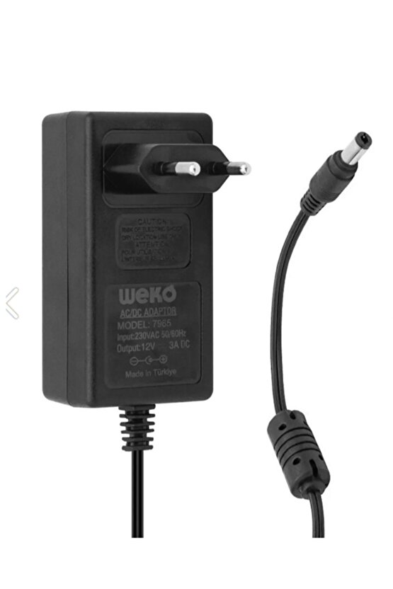 12 Volt 3 Amper 36 Watt 5.5x2.5mm Plastik Kasa Adaptör ( Kutulu ) 7965