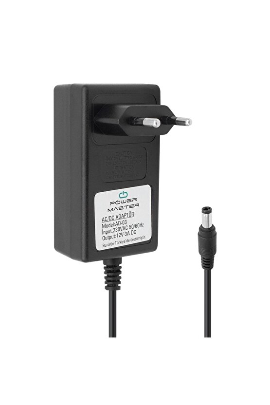 Pm-12667 12 Volt - 3 Amper 5.5*2.5 Uçlu Plastik Kasa Priz Tipi Adaptör