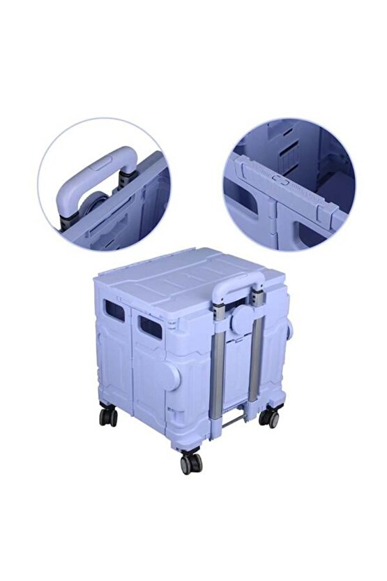 Sunup Sn-26967 Katlanabilir Market Pazar Kamp Tekerlekli Alışveriş Arabası 60kg Kapasiteli