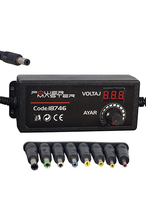 3 Volt - 12 Volt 5 Amper Çok Uçlu Ayarlı Kademeli Adaptör