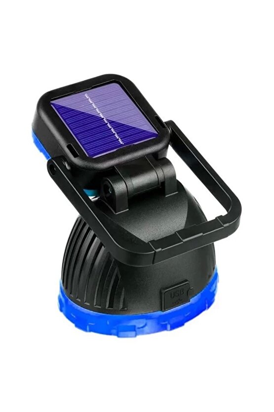 PM-8033C 6 Modlu EL Feneri Ve Işıldak Acil Durum Lambası 9 Cob Ledli Solar Şarjlı