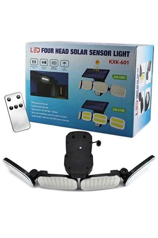 Winta- Pm-8048 6 Volt - 3 Watt Solar Panelli 4 Başlı Hareket Sensörlü 200 Smd Ledli Lamba