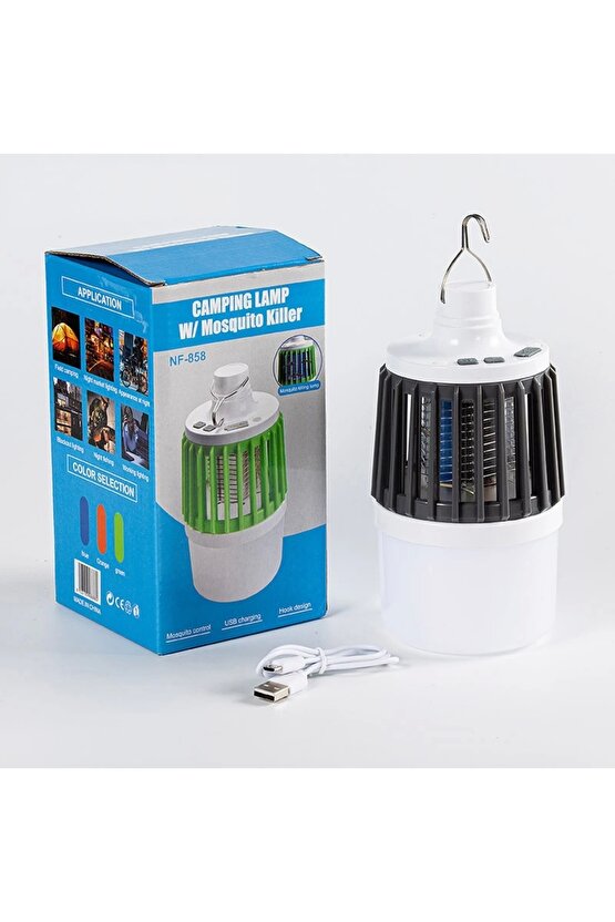 Mx-858 Usbli Sinek Öldürücü Özellikli 3 Modlu Kamp Feneri