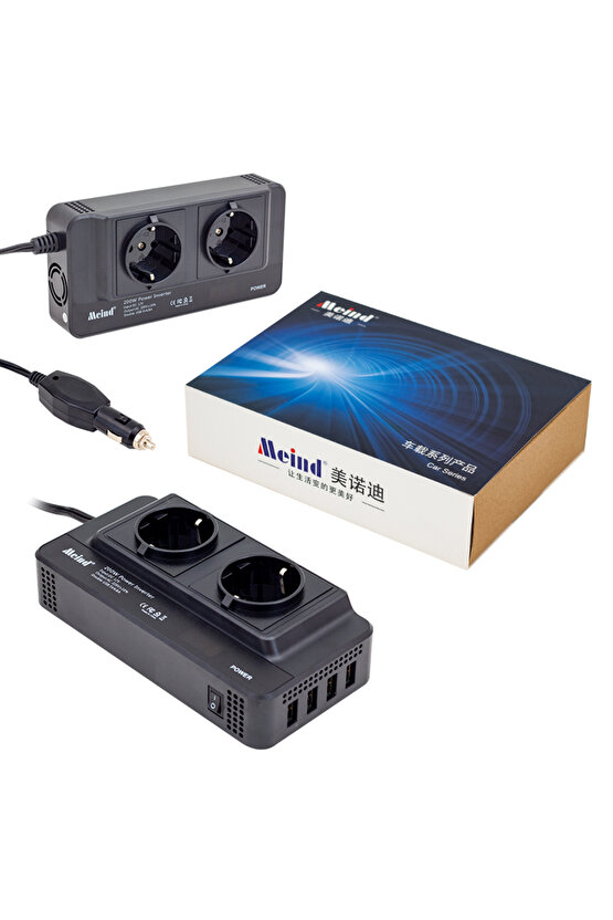 POWERMASTER PM-19827 12 VOLT - 200 WATT 4 USBLİ DİJİTAL ÇAKMAKTAN POWER INVERTER