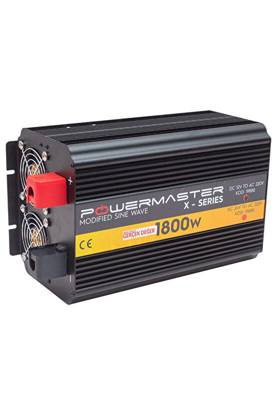 POWERMASTER PWR1800-12 ÇİFT DİJİTAL EKRAN 12 VOLT - 1800 WATT MODIFIED SINUS WAVE INVERTER