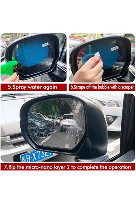 Ayna Yağmur Kaydırıcı Film, Dikiz Aynası Buğu Önleyici ve Su Geçirmez Film 2 li SET