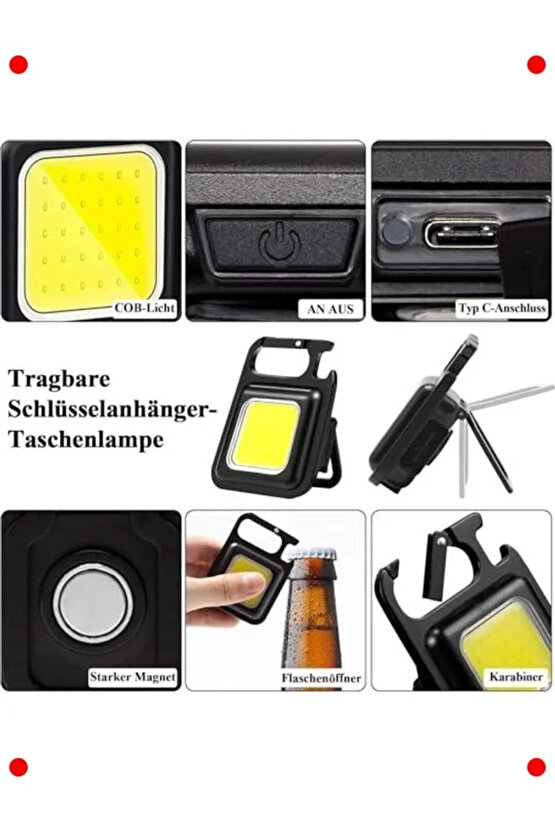 Çok Fonksiyonlu Şarj Edilebilir Mini LED Fener