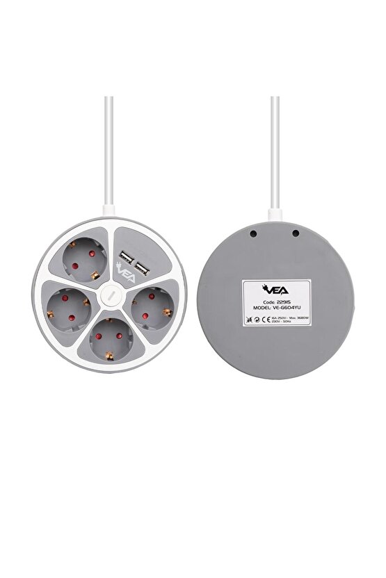 Vea Ve-g604yu 4lü 2 Usbli Anahtarlı 1.5 Metre Grup Priz ( )